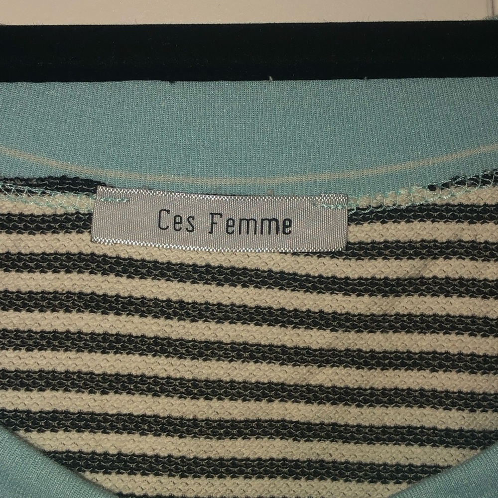 NWOT long sleeved patchwork lightweight CES FEMME boutique crew top 3x plus - Picture 3 of 5